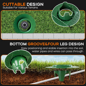 FreeKIT cuttable sprinkler guard fits around the head with versatile terrain adaptation.