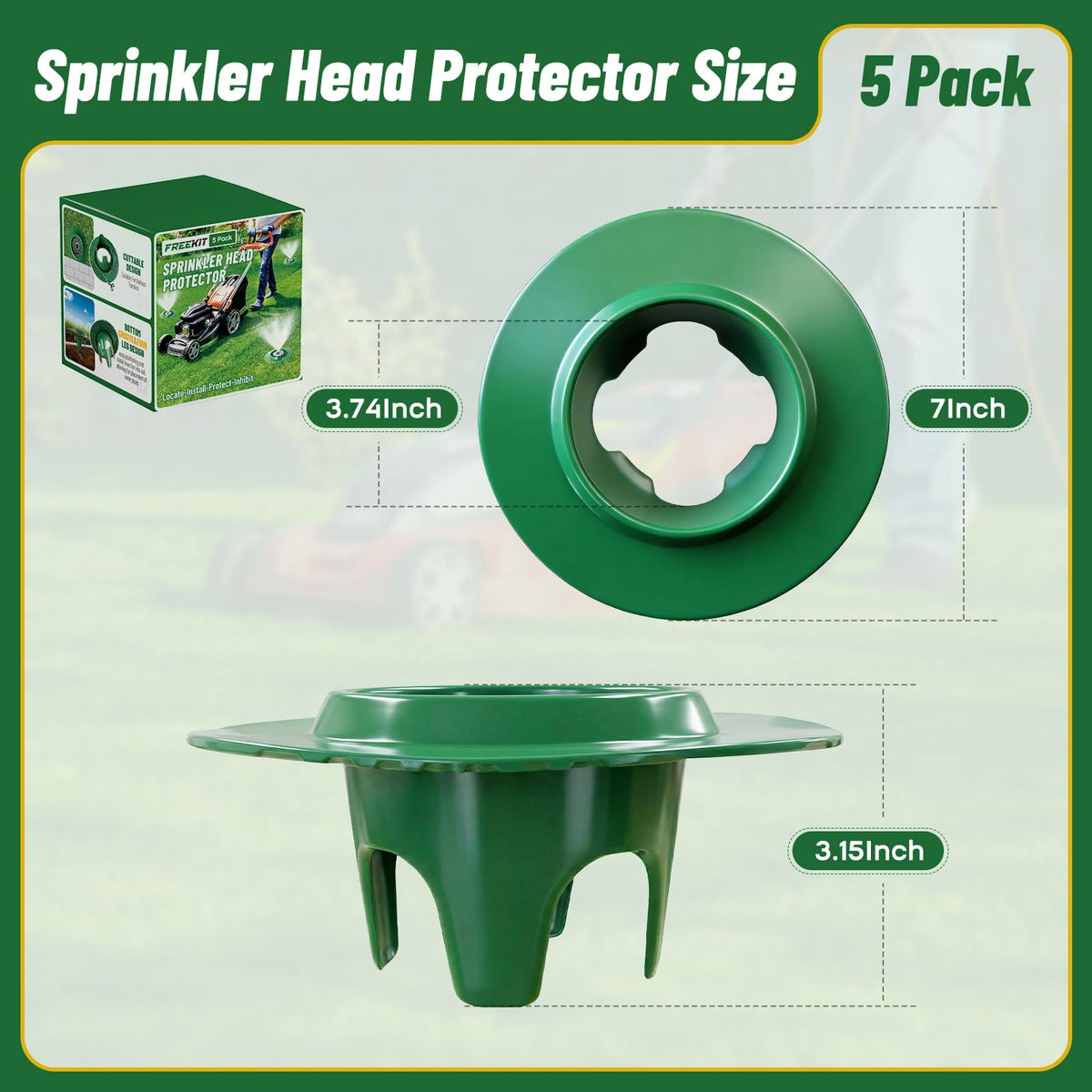 FREEKIT sprinkler head protector grass-green color blends with lawn