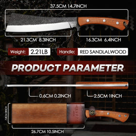 Freelander ergonomic machete with lanyard hole enables secure carrying.