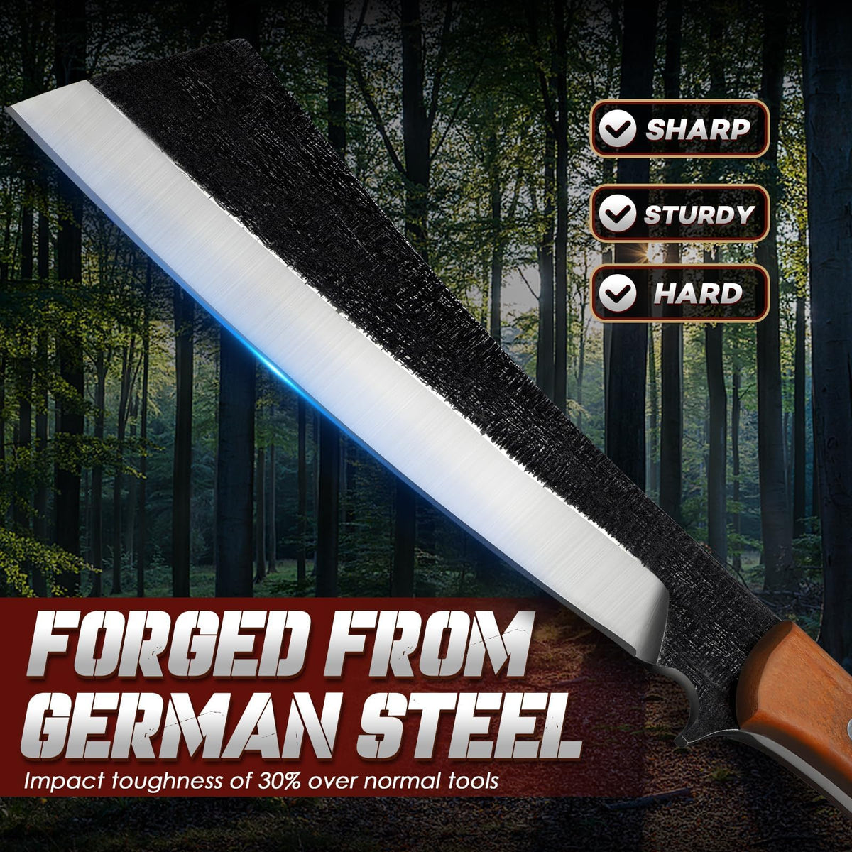 Freelander sheath combining wood and leather to protect the blade on the go.