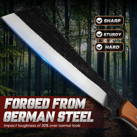 Freelander sheath combining wood and leather to protect the blade on the go.