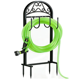 Freexployer Garden Hose Holder with stable base keeps hoses neatly stored outdoors.