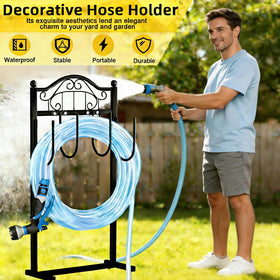 Freexployer hose storage on soil keeps hoses accessible outdoors.