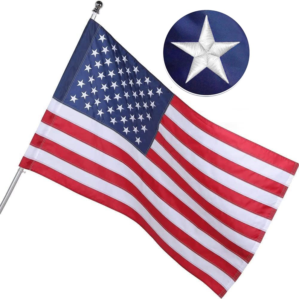 Freefy American Flag 2.5x4 sleeve for outdoor display on a flagpole.