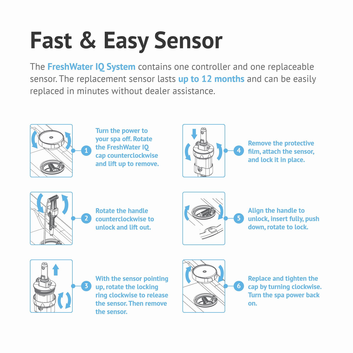 FreshWater Smart Monitoring Sensor in hot tubs highlights effortless, natural-feeling water.