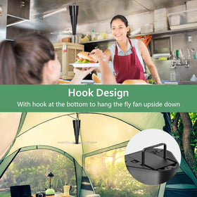 Fretech Fly Fan blades rotate 360 degrees for broad coverage.