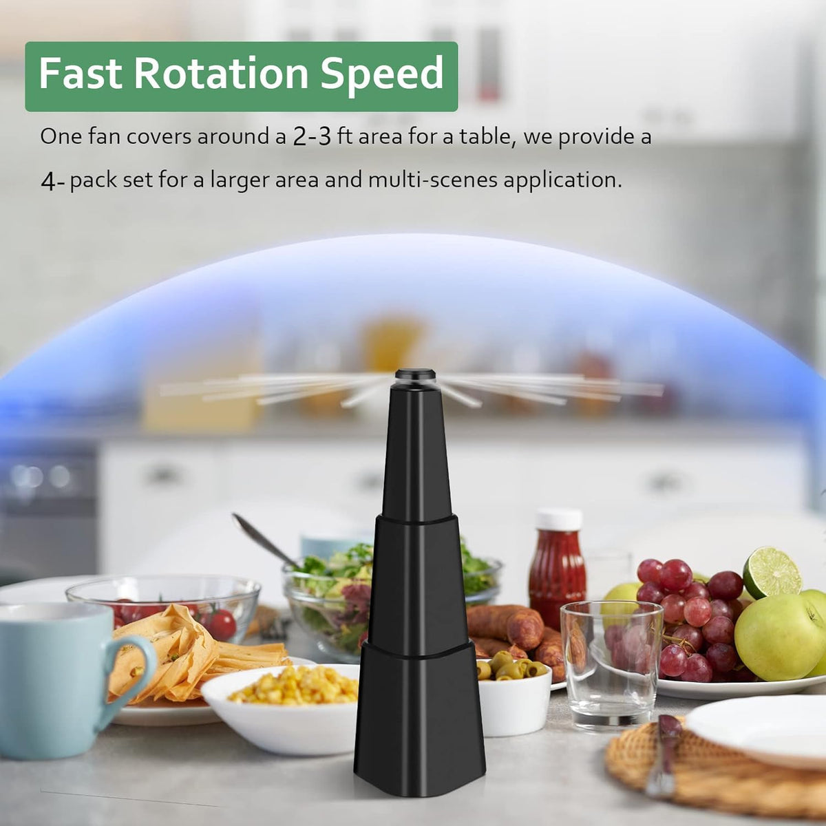Fretech Fly Fan holographic-pattern blades deter insects visually.