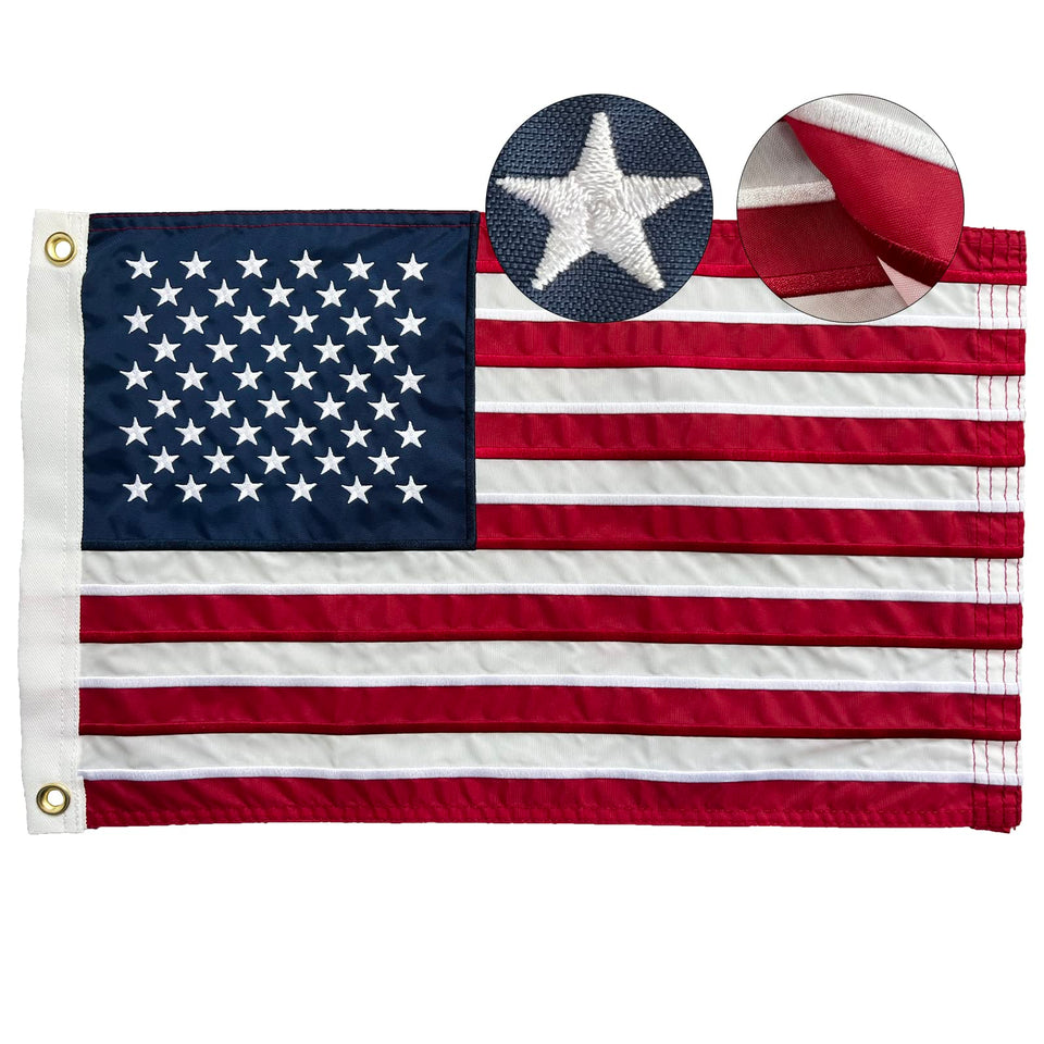 FRF FLAG embroidered American flag 12x18 for durable outdoor display