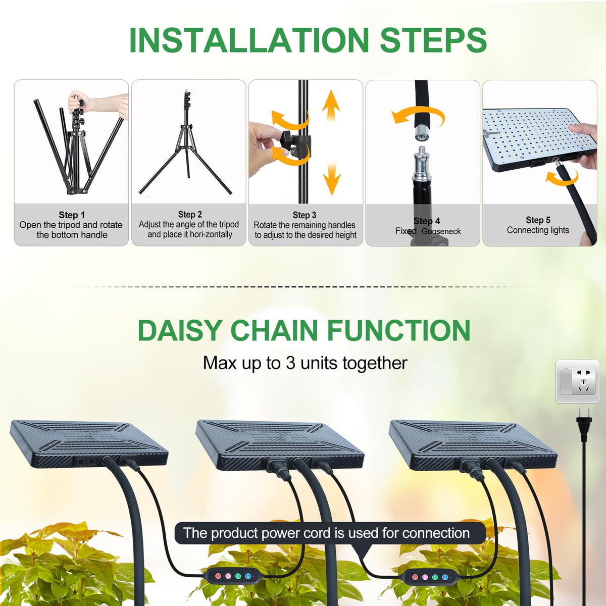 FRGROW 2026 TableTop Grow Light adjustable height 16-24 inches for plant stages.
