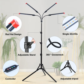 FRGROW 4Head with 360-degree gooseneck for precise light angle.