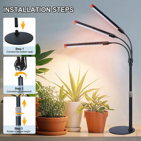 FRGROW 3Head tabletop grow light angled gooseneck enables versatile positioning for multiple plants