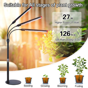 FRGROW 3Head grow light illuminating seedlings with full spectrum glow for healthy starts