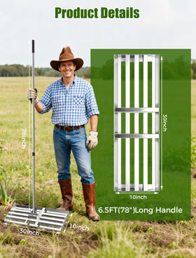 FRIDOU lawn leveling rake with triangle connectors for reinforced strength