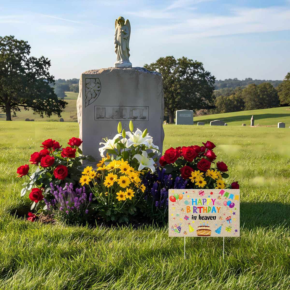 Frienda yard sign enhances garden or lawn memorial displays.