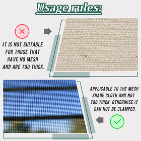 Frienda shade-net-clip in-use on fence for secure chain-link attachment