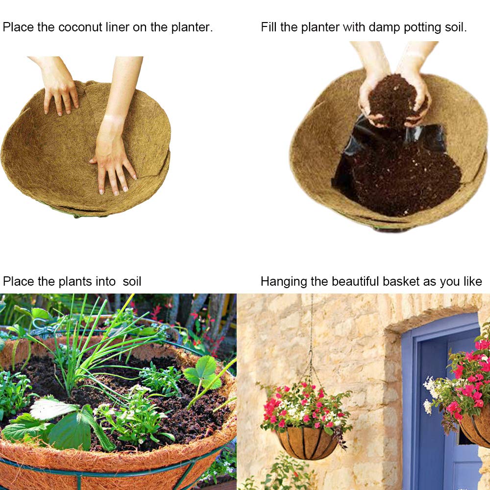 Frillybutts coconut fiber liner placed inside a planter for neat soil and drainage