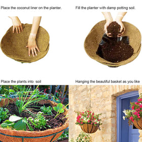 Frillybutts coconut fiber liner placed inside a planter for neat soil and drainage