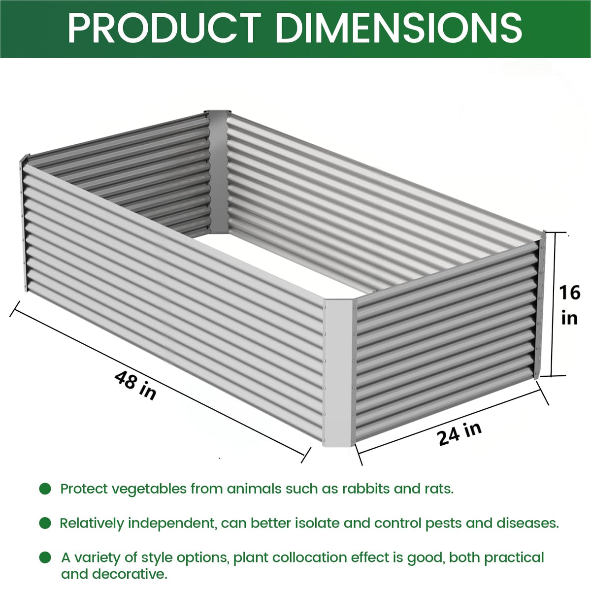 FRIZIONE tall galvanized raised bed 16-inch depth offering ample root space for plants
