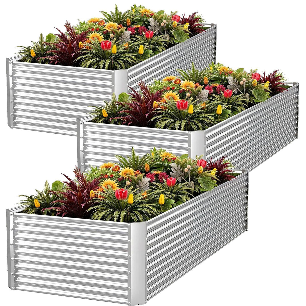 FRIZIONE tall galvanized raised bed outdoors supports durable vegetable gardening