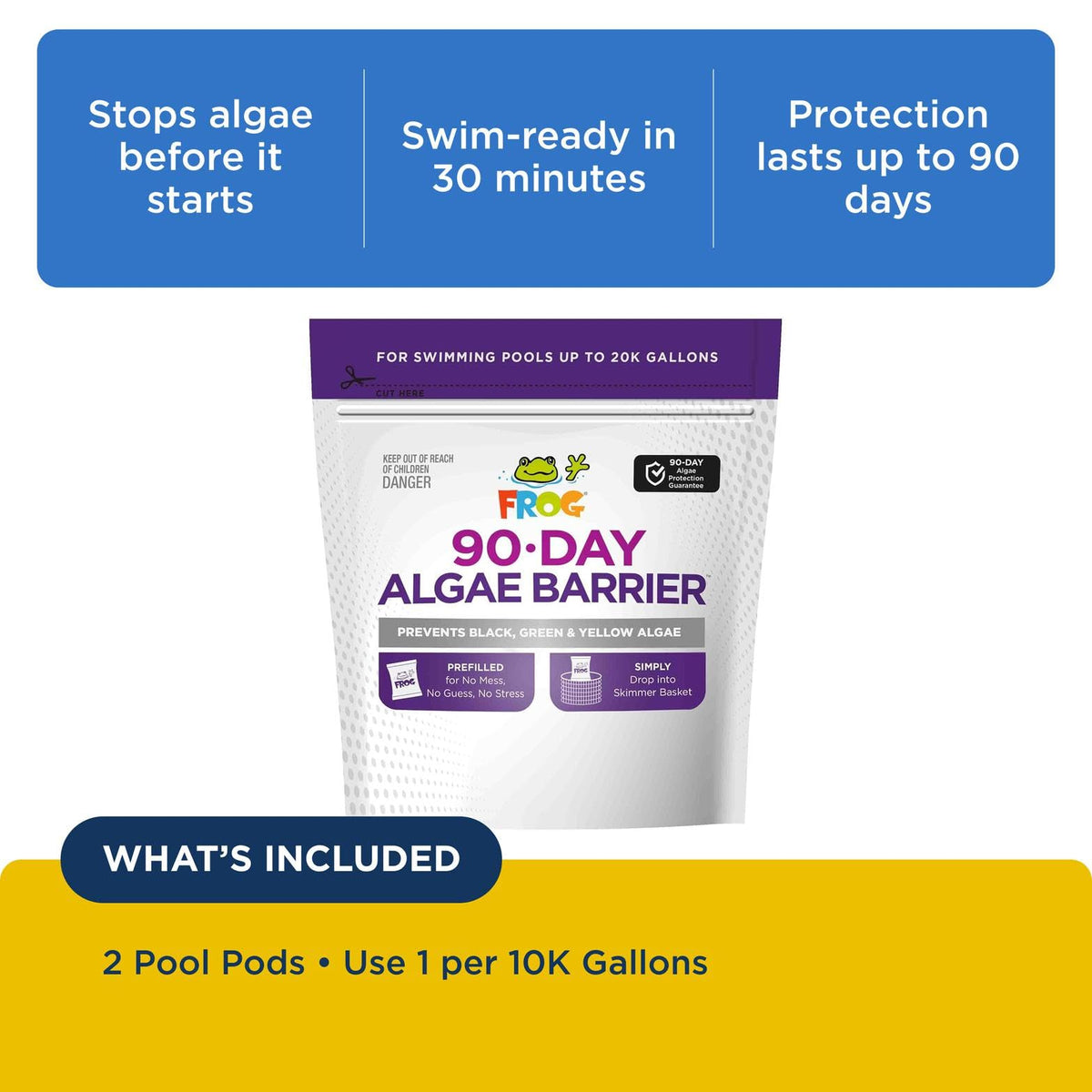 FROG pod activates after 24 hours to release algaecide