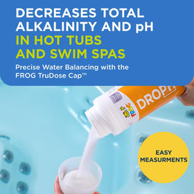 Close-up of TruDose cap on FROG DropH showing measurement marks for accuracy.