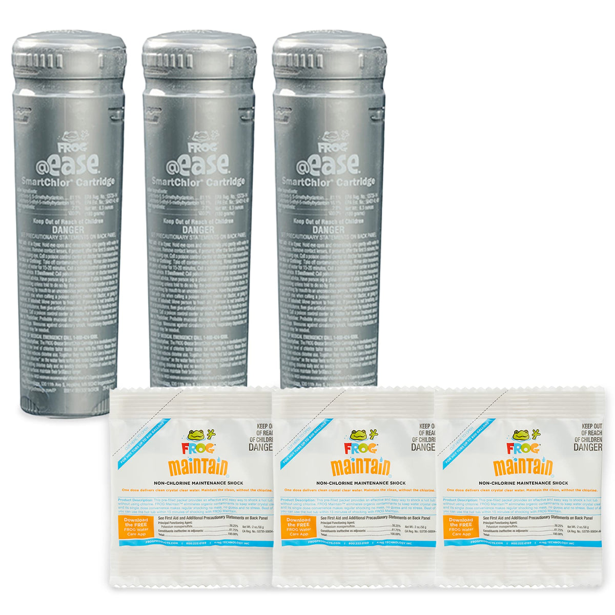 FROG @ease inline SmartChlor cartridge visual for easy spa sanitizing.