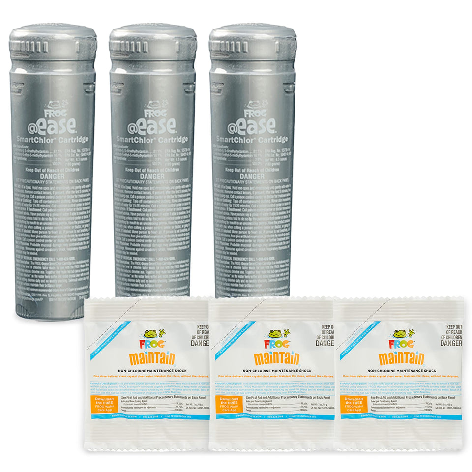 FROG @ease inline SmartChlor cartridge visual for easy spa sanitizing.