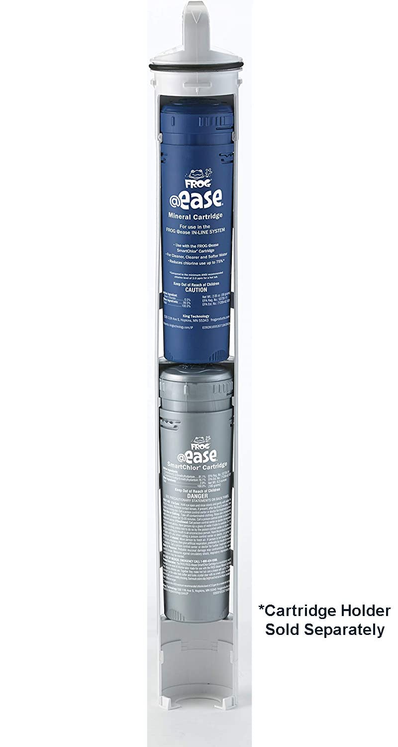 FROG mineral cartridge shown with four-month lifespan and water-softening benefits.