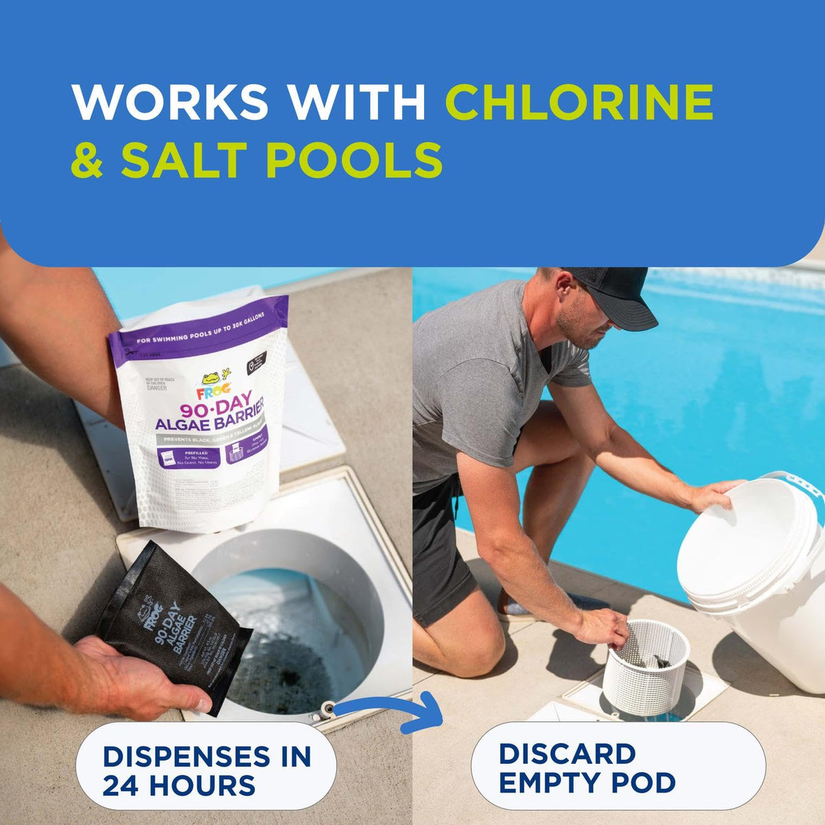 FROG barrier setup for in-ground pool with quick pod drop-in