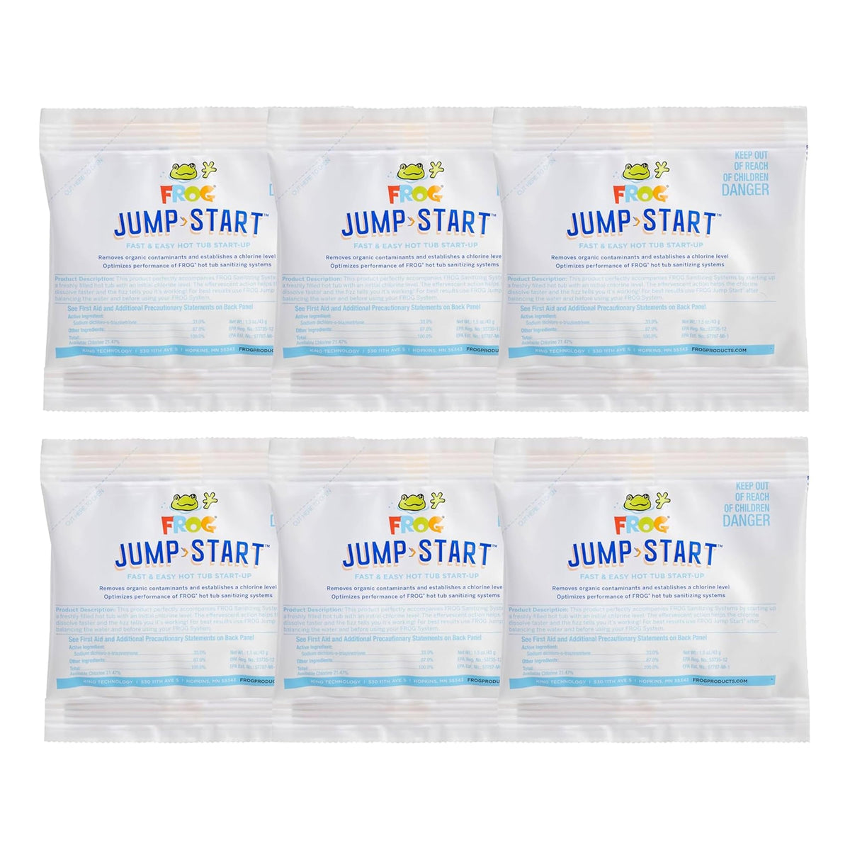 FROG Jump Start hot tub packet ready to use for quick chlorine start
