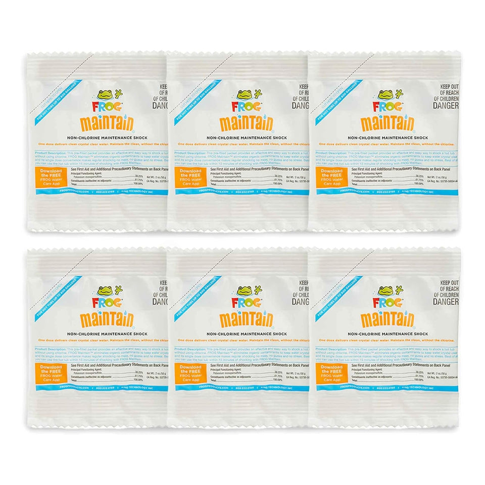 FROG Maintain hot tub packet open showing single-dose format for easy use.