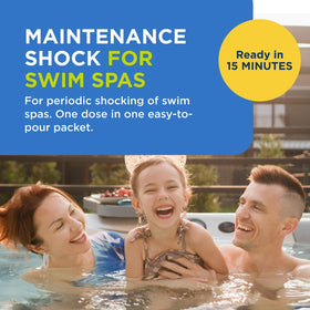FROG Maintain for Swim Spas packet open shows prefilled, mess-free dosing.