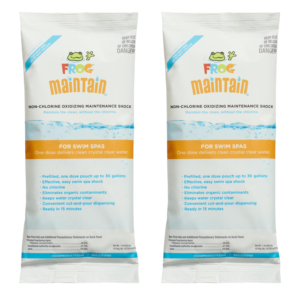 FROG Maintain for Swim Spas single-dose packet for up to 3,000 gallons, easy non-chlorine shock.