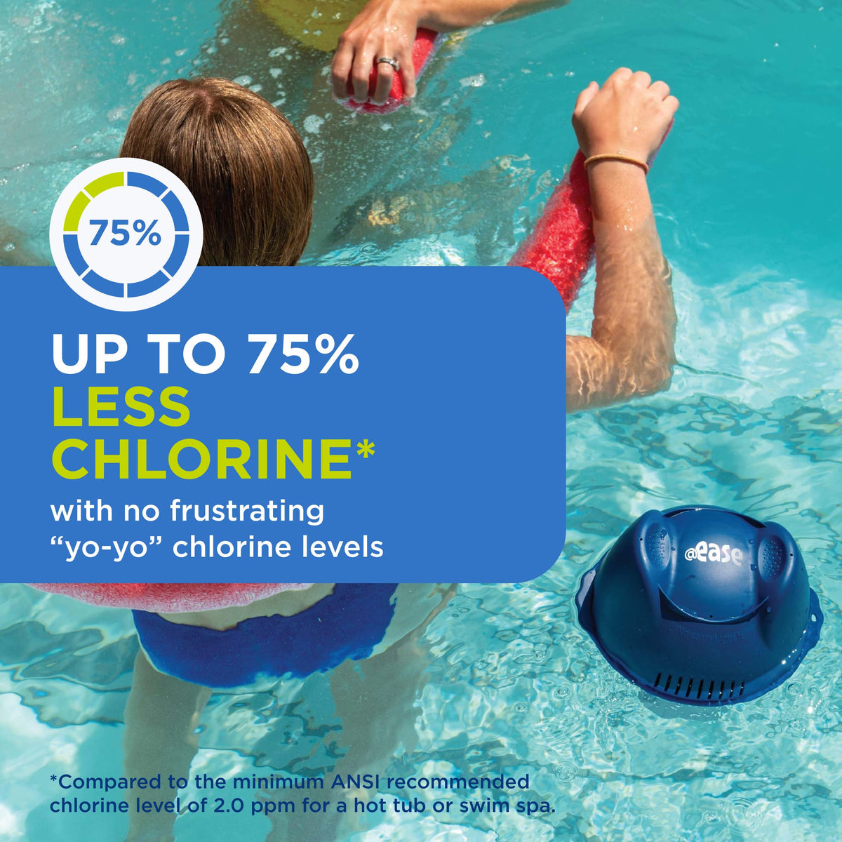 FROG swim spa water stays crystal clear with steady sanitizing action.