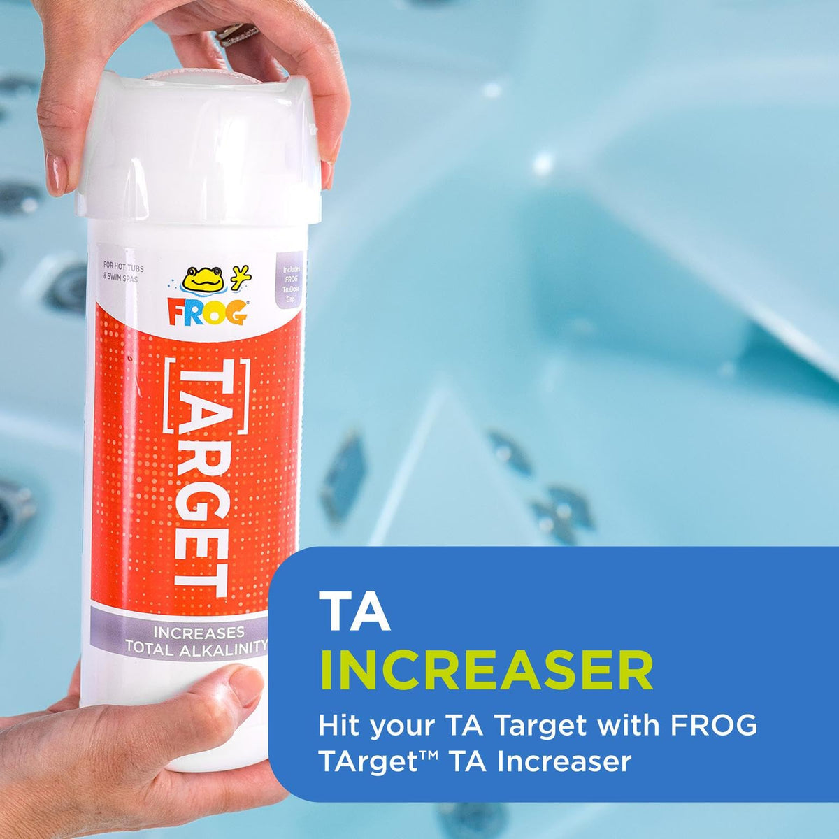 FROG Target Total Alkalinity Increaser hot tub usage scene for routine care