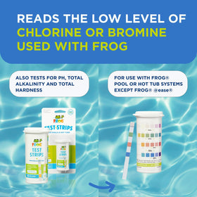 FROG Test Strips pH and alkalinity readouts reveal water balance.