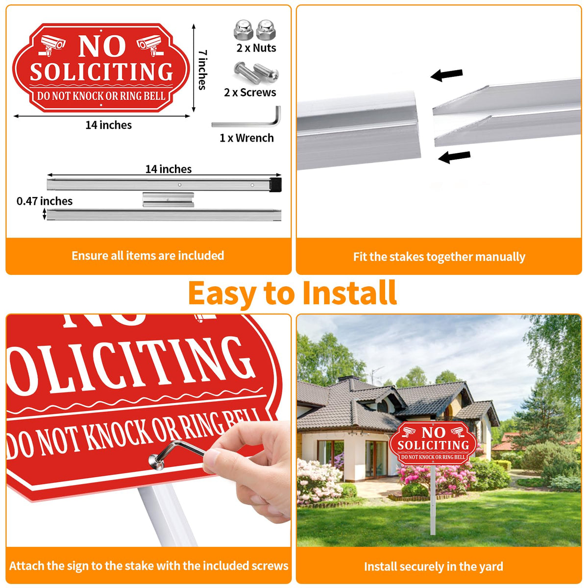 Frohllia aluminum no soliciting sign red contrast for high distance visibility