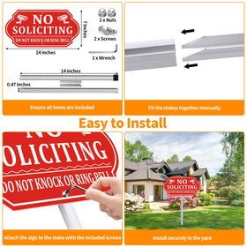 Frohllia aluminum no soliciting sign red contrast for high distance visibility