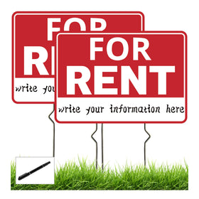 Frohllia 2-pack For Rent Signs with metal stakes for curb visibility and tenant inquiries
