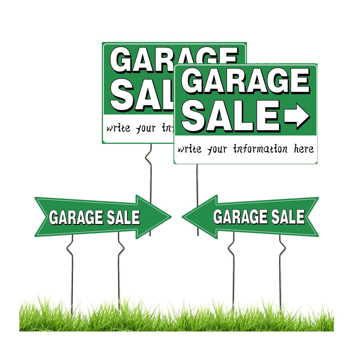 Frohllia garage sign green double-sided boosts visibility for yard sales.