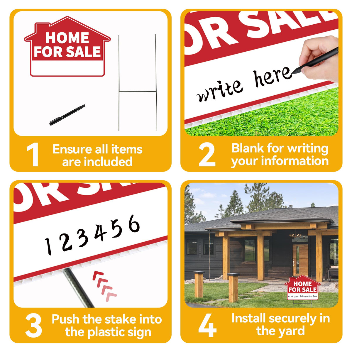 Frohllia metal stakes support sign securely for quick lawn setup
