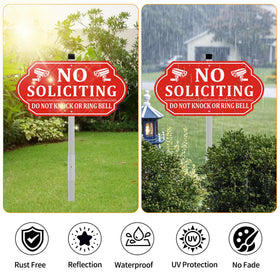 Frohllia night visibility with reflective lettering on no soliciting sign