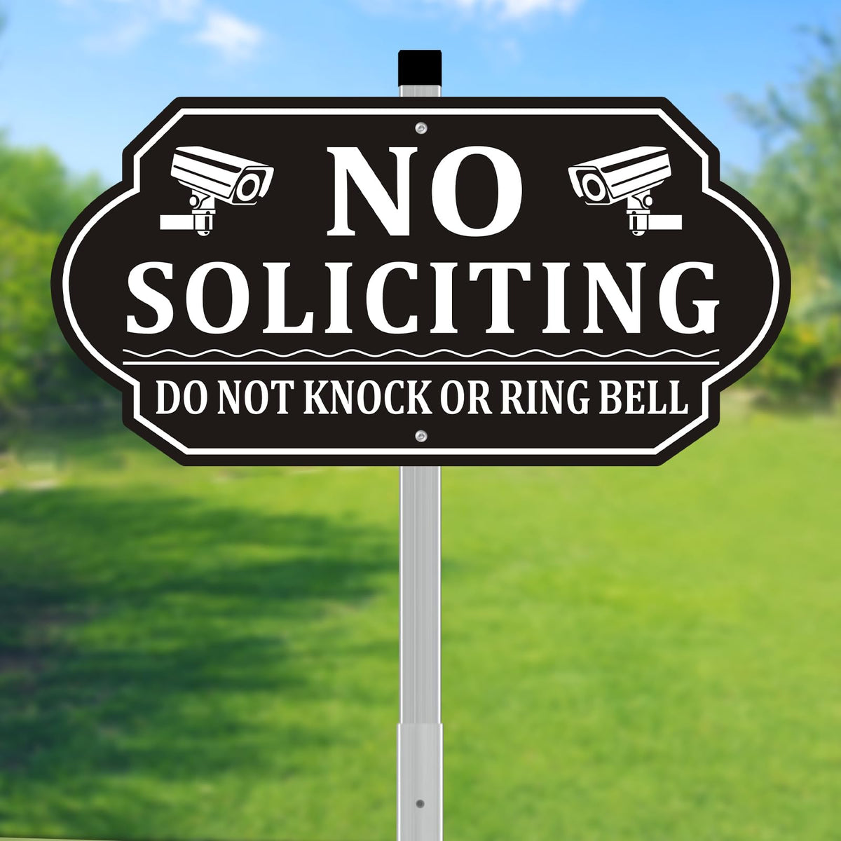 Frohllia no soliciting sign for front door with 28-inch stake improves privacy