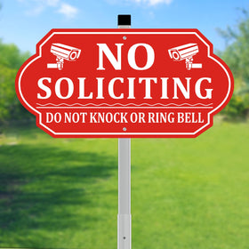 Frohllia no soliciting sign for house front view promotes privacy with clear 14x7 display