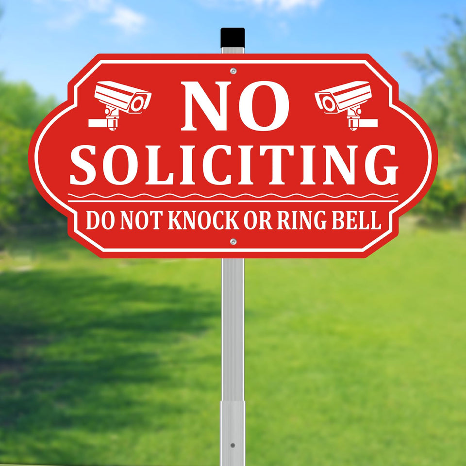 Frohllia no soliciting sign for house front view promotes privacy with clear 14x7 display