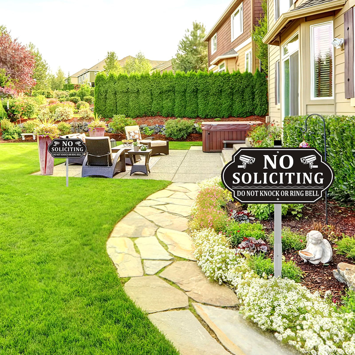 Bright design helps deter solicitors around Frohllia home entrances