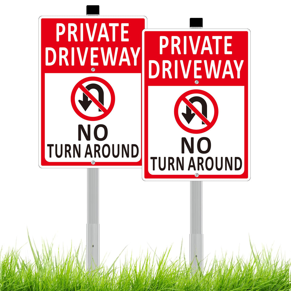 Frohllia no turn around driveway sign with bold text for clear access.