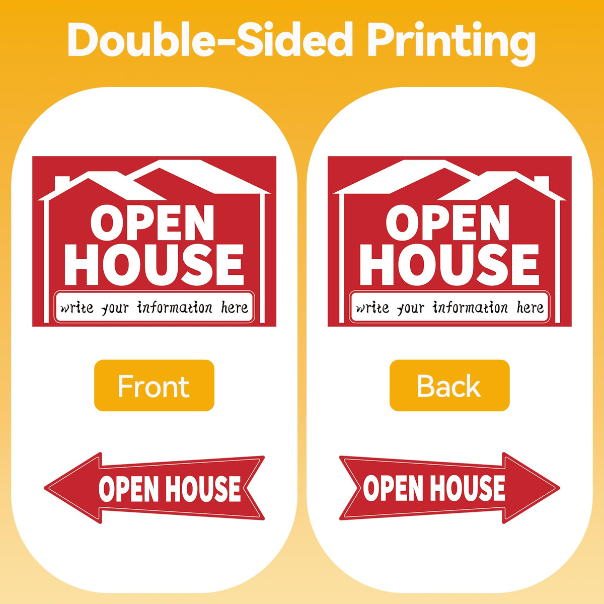 Frohllia Open House Sign side arrow kit shows clear directional guidance.
