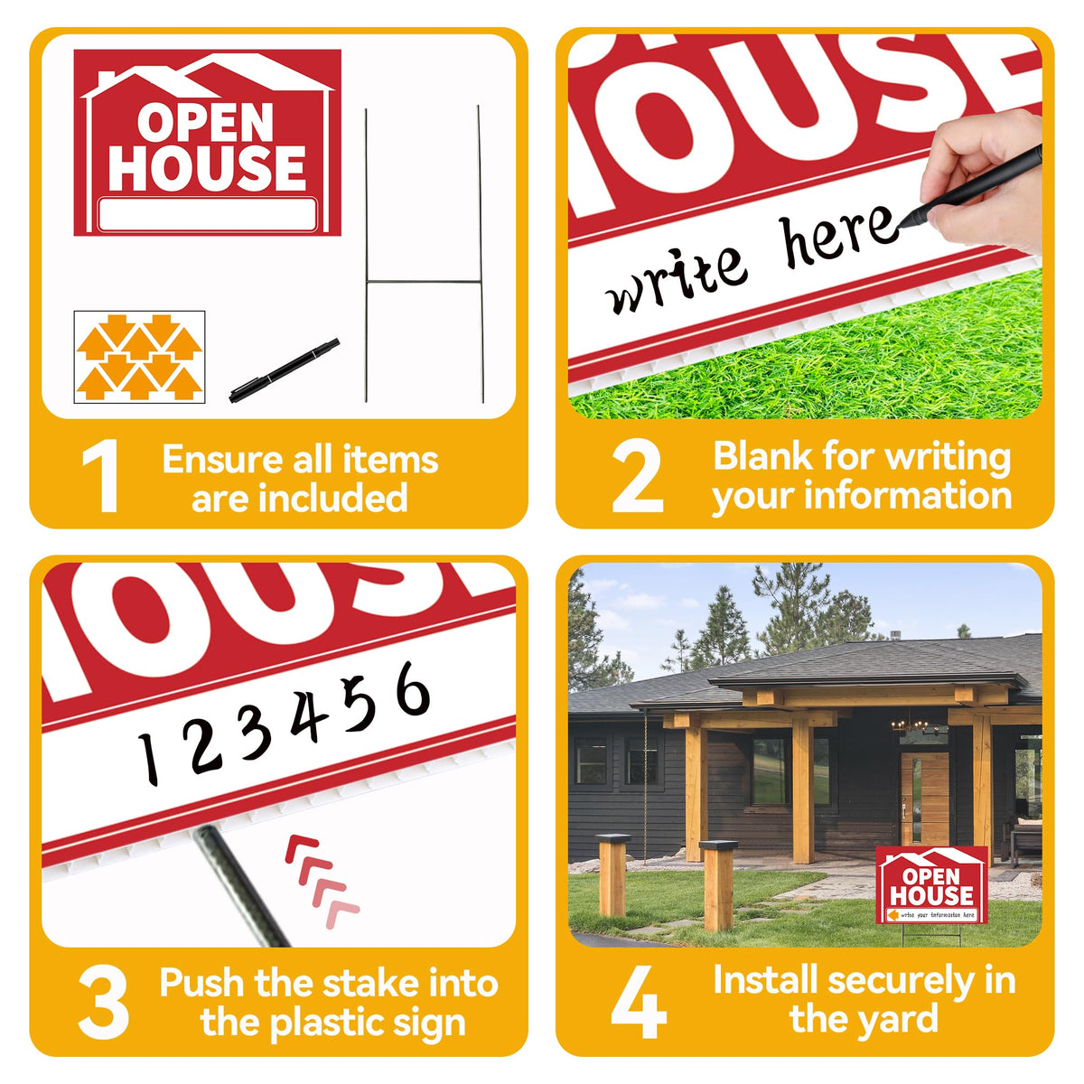 Frohllia Open House Sign double-sided print ensures visibility from both directions.