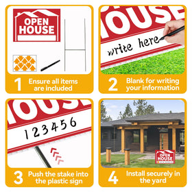 Frohllia Open House Sign double-sided print ensures visibility from both directions.